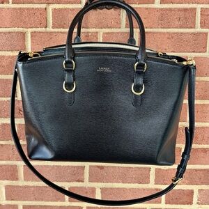 Leather Lauren Ralph Lauren Black Satchel with Gold Accents